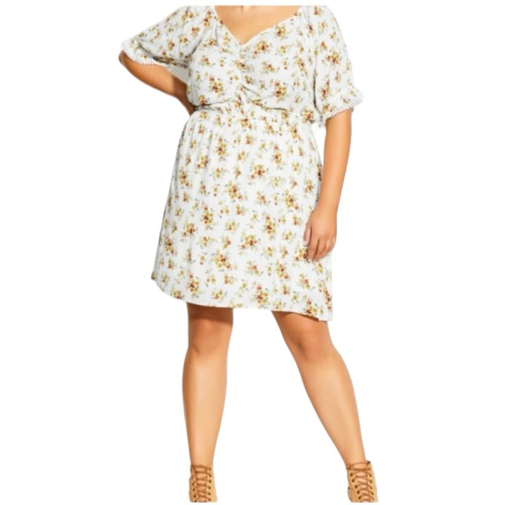 City Chic Amber Ditsy Dress Size 16